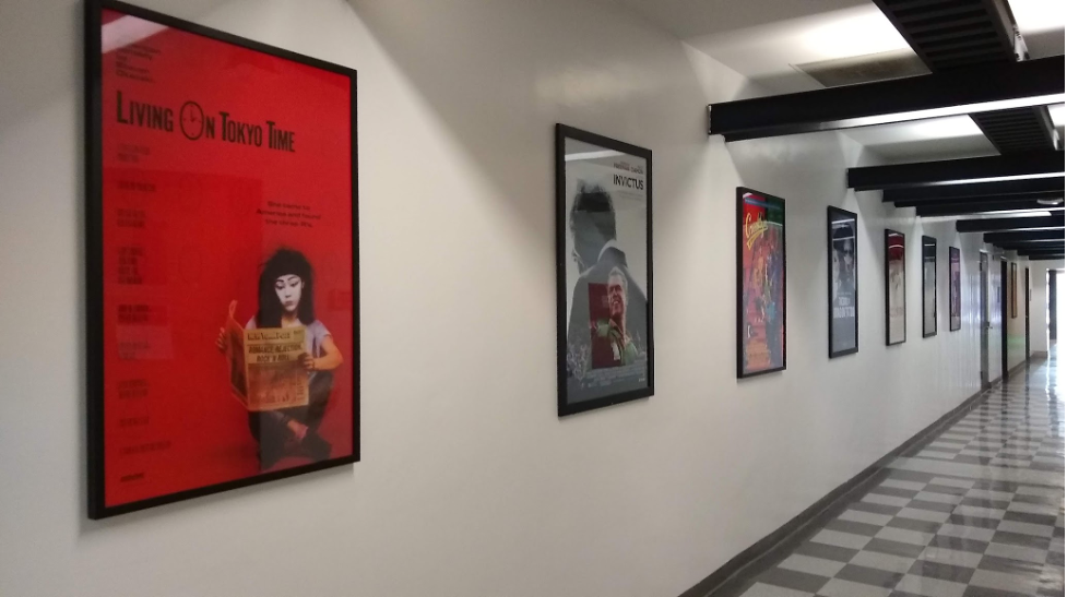 Hallway with film posters on the wall