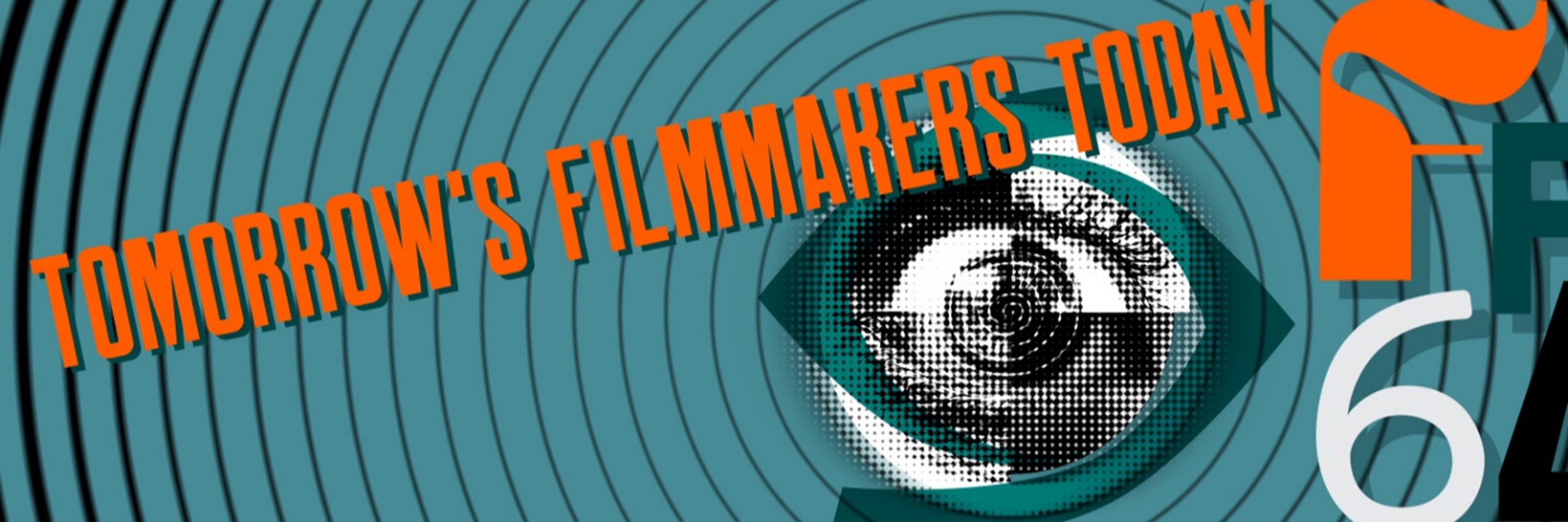 Teal and orange banner for the 64th annual Film Finals,