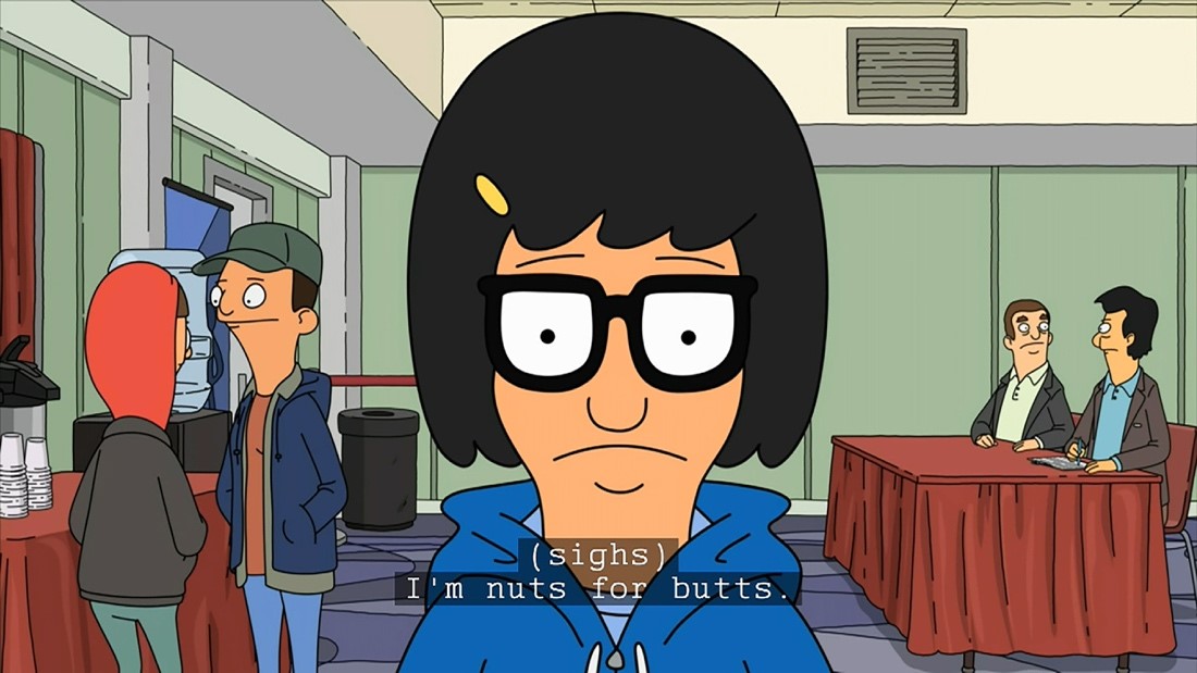 Tina Turner (Bob's Burgers) with the caption "I'm nuts for butts"