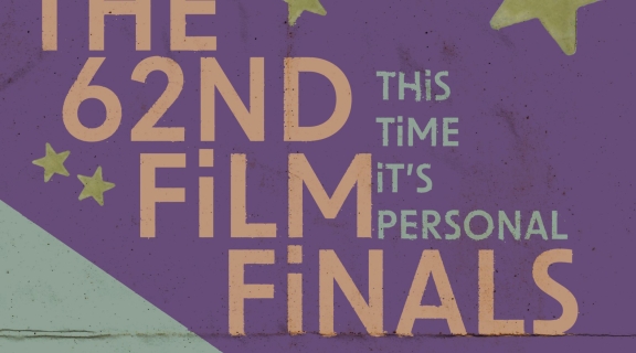 Purple poster with b&w camcorder, reading The 62nd Film Finals: this time it's personal